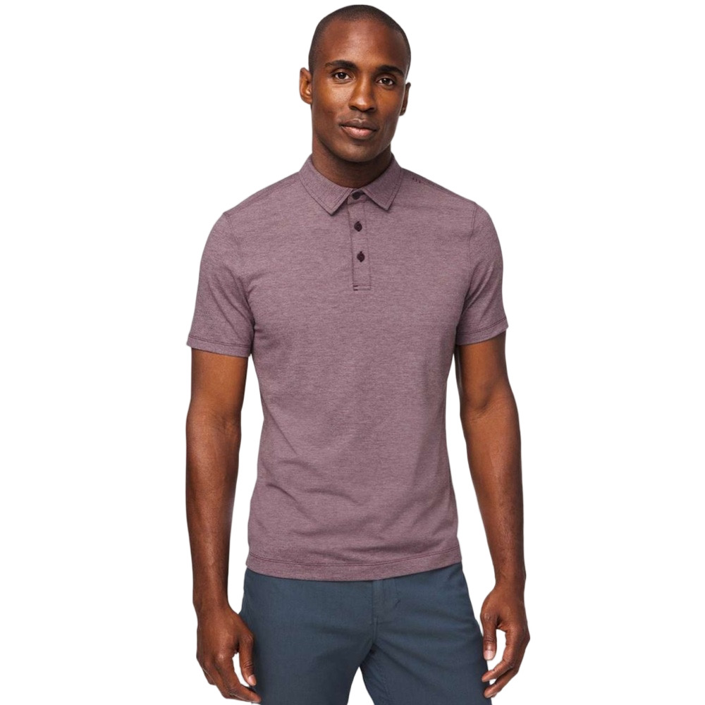 Lululemon Men's Evolution Heathered Plum  Polo Short Sleeve Shirt Size Large